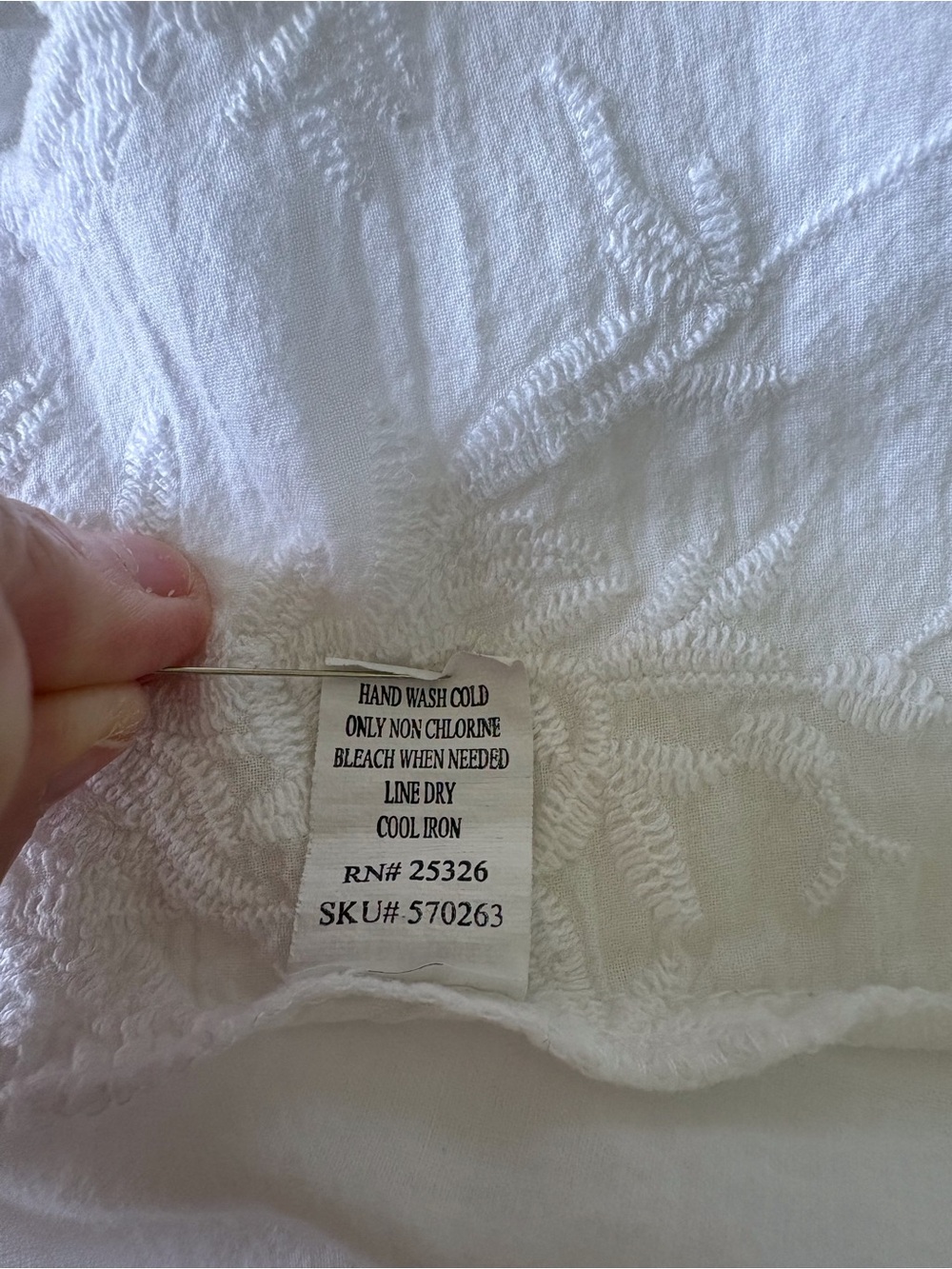 World Market Cotton L/XL White Crochet Babydoll Top 3/4 Sleeve Keyhole Back Soft - Picture 12 of 14